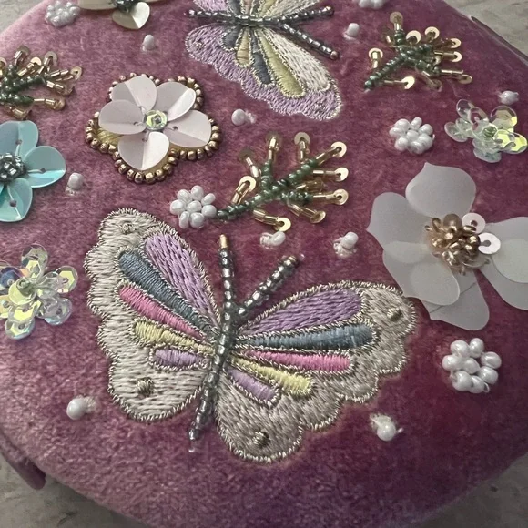 Unique Handcrafted Embellished Pink Velvet Jewelry Box - Picture 5 of 8